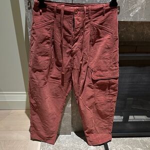 Free People Barrel Leg Rust Corduroy Drawstring Pants SZ M